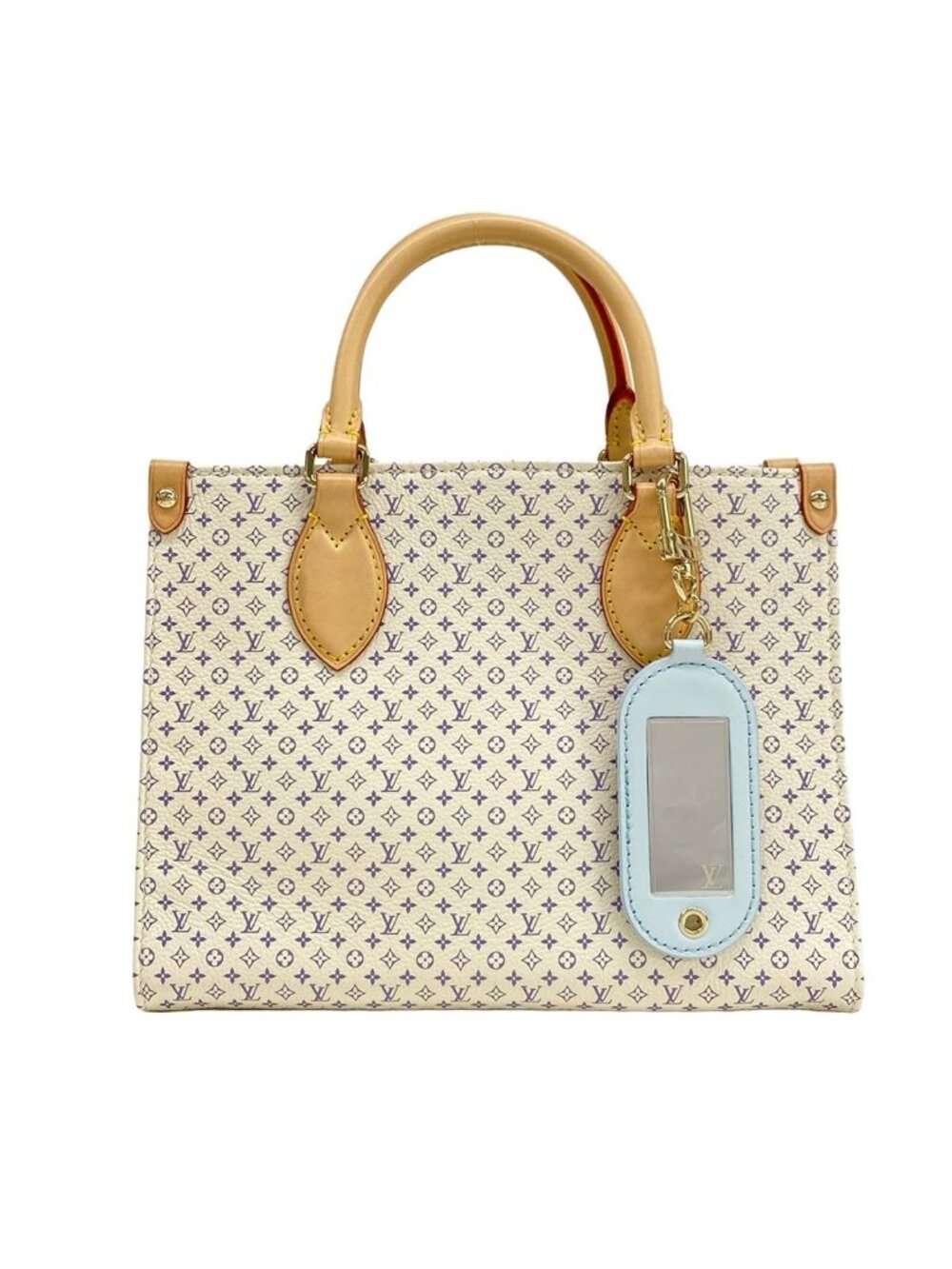 Louis Vuitton Tote Collection Line on the Go PM Azur Blue Sand Leather